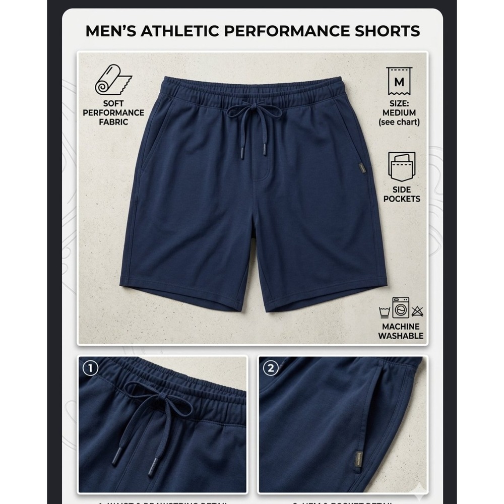 Eddie Bauer Lounge Mens XL Athletic Performance Shorts Navy Blue Drawstring